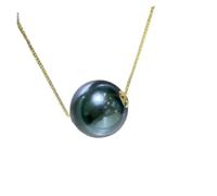 PVUVTNAHW Pendentif perle ronde dorée des mers du Sud AAAA 9-10 mm, 925S, exquis et élégant, 45,7 cm