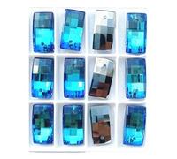 PVUVTNAHW Pendentif rectangulaire en verre strass, trou unique, 10x20mm, paillettes cristal AB, pierres cuboïdes fantaisie, diamant(Bermuda Blue,3Pcs)