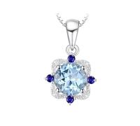 PVUVTNAHW Pendentif rétro en argent sterling 925 avec topaze bleu ciel naturelle for femmes, parures élégantes
