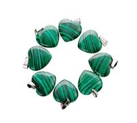 PVUVTNAHW Pendentifs en pierre de cœur Malachite naturelle, 20mm, for collier, fabrication de bijoux, breloques, accessoires artisanaux faits à la main(50pcs)