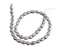 PVUVTNAHW Perles d'eau douce naturelles grises en forme de riz, perles d'espacement en vrac for la fabrication de bijoux et d'accessoires de bricolage(5-6mm-A)