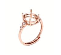 PVUVTNAHW Tige de bague réglable en argent Sterling S925, 13 tailles, minimaliste, classique, for la fabrication de bijoux en pierres précieuses naturelles(Rose Golden,10X12mm)