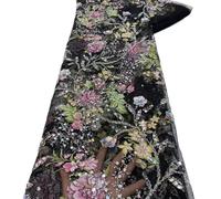 PVUVTNAHW Tissu africain en dentelle à paillettes et perles, 1 yard, motif floral 3D, tulle français brodé, matériel de mariage(XT4642-6)