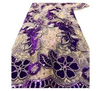 PVUVTNAHW Tissu en dentelle de velours nigérian, largeur 120 cm, 1 yard, tissu brodé for la couture de robes de mariée(WB129-6)
