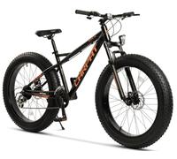 PVY Fatbike 26 pouces pour adultes, pneus à graisse de 4,0 pouces, 2 x 8 vitesses, VTT rigide en aluminium 6061 avec fourche de suspension de 80 mm et freins à disque de 160 mm, VTT tout-terrain, noir