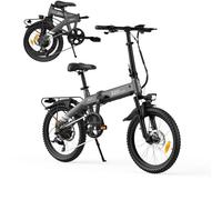 PVY Vélo Électrique Urbain - Équipé de Garde-Boue, Porte-Bagages et Panier - Autonomie 120 km - Vélo Pliable et Léger 22.5 kg,7 Vitesses (Gris)