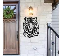 PVYGDXYI Art mural en métal, panneau en métal unique en forme de tête de tigre - Décoration de ferme rustique, décoration de jardin extérieur, emblème animal en fer pour décoration de zoo, art mural