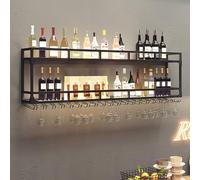 PVYGDXYI Casier à vin mural moderne avec support en verre industriel affichage LED armoire de rangement multifonctionnel pour bars (taille : 2 niveaux 120 x 55 x 25 cm couleur : noir)