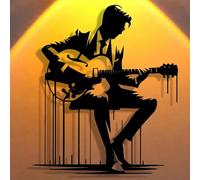 PVYGDXYI Guitariste d'art Mural en métal, Sculpture Murale Guitariste forgée à la Main, Parfaite pour la Maison, Le Bureau, Le café et Le décor de Bar, pour Les Musiciens, Les guitaristes