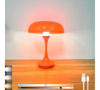 PVYGDXYI Lampe Champignon Orange, Lampe de Table LED Rechargeable, sans Fil, Tactile, intensité Variable, Batterie 2000 mAh, Lampe de Bureau, Lampe de Chevet USB Rechargeable, 3000 K-6000 K, Orange