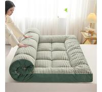 PVYGDXYI Matelas de sol japonais, futon épais, portable, pliable, rouleau, tapis de couchage pour dortoir, lit avec oreiller à carreaux, vert, 200 x 200 cm, confortable et peu encombrant