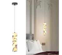 PVYGDXYI Suspension En Albâtre Naturel, Lustre à Long Tube En Marbre Nordique, îlot De Cuisine, Lampe Suspendue De Ferme Moderne Pour Chambre à Coucher, Salle à Manger, Couloir, Entrée M