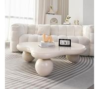 PVYGDXYI Table Basse Nuage avec 3 Pieds Boule, Table Basse Unique et Moderne, Design Dessin animé, Jolie Forme irrégulière en Bois pour Salon, Salon de thé, Tatami