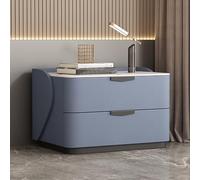 PVYGDXYI Table de chevet moderne en bois massif avec double tiroir de rangement, table de chevet blanche pour chambre à coucher avec comptoir en ardoise, convient pour le salon, le canapé