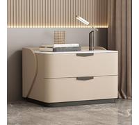 PVYGDXYI Table de chevet moderne en bois massif avec double tiroir de rangement, table de chevet blanche pour chambre à coucher avec comptoir en ardoise, convient pour le salon, le canapé