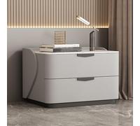 PVYGDXYI Table de chevet moderne en bois massif avec double tiroir de rangement, table de chevet blanche pour chambre à coucher avec comptoir en ardoise, convient pour le salon, le canapé
