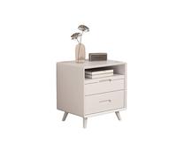 PVYGDXYI Table de chevet moderne en bois massif pur blanc avec double tiroirs de rangement - Style nordique du milieu du siècle, table basse moderne en bois simple avec tirette