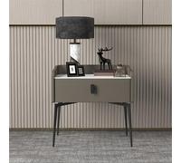 PVYGDXYI Table de chevet moderne minimaliste en bois massif avec comptoir en ardoise, armoire de rangement à tiroirs, table de chevet grise, commode de chambre à coucher, bois