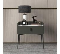 PVYGDXYI Table de chevet moderne minimaliste en bois massif avec comptoir en ardoise, armoire de rangement à tiroirs, table de chevet grise, commode de chambre à coucher, bois