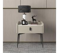 PVYGDXYI Table de chevet moderne minimaliste en bois massif avec comptoir en ardoise, armoire de rangement à tiroirs, table de chevet grise, commode de chambre à coucher, bois