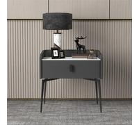 PVYGDXYI Table de chevet moderne minimaliste en bois massif avec comptoir en ardoise, armoire de rangement à tiroirs, table de chevet grise, commode de chambre à coucher, bois