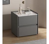 PVYGDXYI Table de chevet moderne minimaliste en bois massif avec comptoir en ardoise, commode de chambre à coucher, armoire de rangement à tiroirs, table de chevet en bois, blanc