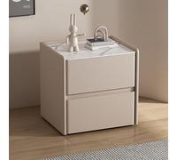 PVYGDXYI Table de chevet moderne minimaliste en bois massif avec comptoir en ardoise, commode de chambre à coucher, armoire de rangement à tiroirs, table de chevet en bois, blanc