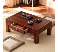 PVYGDXYI Table de sol japonaise avec tiroir - Table basse tatami japonaise - Bureau à thé - Baie vitrée - Petit bureau bas en bois d'orme simple (marron, 80 x 50 x 30 cm)