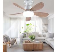 PVYGDXYI Ventilateurs de Plafond avec télécommande, LED, intensité Variable, Ultra-Silencieux, Effet Bois, minuterie 1/2/4 h, Moderne, avec Port à vis E27, pour Chambre, Salon et Salle à Manger