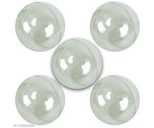 PW International Lot de 5 Boules Transparentes Plastique 6 cm