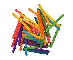 PW TOOLS Bâtons en Glace Batonnet, 50 pièces, Bois Multicolores, Bois Bricolage, Abaisse Langue, pour Les Projets et l'Artisanat, Décoration la Maison bâtons d'artisanat en Bois