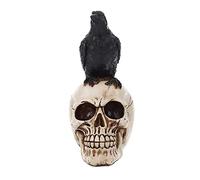 PW TOOLS Corbeau sur la décoration d'crâne, Corbeau Gothique sur la Statue crâne, Oiseau perché sur la Figurine Squelette, Sculpture Macabre d'ossuaire