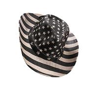 PW TOOLS Drapeau - Chapeaux Cowboy Drapeau américain Classique - Cowboy Soleil Jour l'indépendance, Paille d'été réglable pour des Hommes