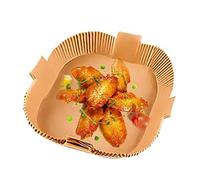 PW TOOLS Papier Sulfurisé carré pour Friteuse à Air, Cuisson Air Fryer Jetable,Feuilles Cuisson Étanche Antiadhésive Paper Liner pour Poêle Four Ondes Friteuse à Air Chaud, 24 cm