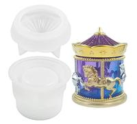 PW TOOLS Pots pour résine époxy | Moule boîte Rangement Bijoux en Forme carrousel,Moules réutilisables avec Couvercle pour coulée résine époxy, conteneur Stockage