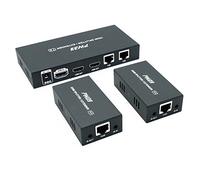PWAY PW-HTS0102IR(POC) Extendeur répartiteur HDMI Port 1X2 sur câble Ethernet Cat5e/Cat6 avec télécommande IR Pas de délai jusqu'à 60m (196ft) et résolution jusqu'à 1080P à 60 Hz (1 entrée 2 Sorties)