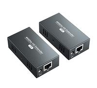 PWAYTEK Prolongateur HDMI par câble RJ45, portée 50m via Cat5e/Cat6/Cat7, résolution HD 1080P, prise en charge fonction EDID et alimentation séparée, ensemble émetteur et récepteur (Noir 4K)