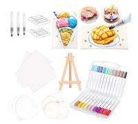 PWCTNT Lot de 38 peintures en mousse Magic 3D pour enfants, comprenant 12 crayons de couleur, 3 crayons aquarelle, 12 images éponges, 10 colliers de perles et 1 mini chevalet
