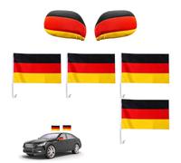 PWCTNT Lot de 6 drapeaux de l'Allemagne pour voiture, article pour fan du monde 2026, quatre drapeaux de voiture et deux coques de rétroviseur, drapeau de l'Allemagne pour les défilés et la