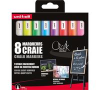 [PWE5M/8] Uni-Ball Boîte de 8 marqueurs craie Pointe conique moy. 1,8 - 2,5mm...