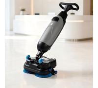PweKzxt Autolaveuse Professionnelle 17" pour carrelage, Double Brosse 43 cm, autolaveuse autoportée à Batterie, pour la Maison, Le Bureau et la Salle de Bain Gray