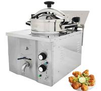 PweKzxt Friteuse à Pression Professionnelle De 16 L, en Acier Inoxydable, pour Poulet Frit Haute Pression. Machine De Cuisson Multifonction éLectrique avec Minuterie Et Thermostat