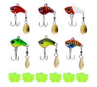 PWGHWG 6 Pièces Leurre Brochet 7g Leurre Peche Carnassier Livré avec 6 Gaines de Protection pour Hameçons Leurre Peche avec Boîte de Rangement Convient à l'eau Douce et Salée