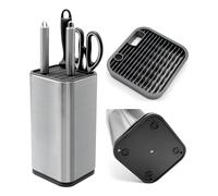 PWGHWG Blocs à Couteaux Vides Universel, Blocs Porte Couteau en Acier Inoxydable, Support à Couteaux De Cuisine, Rond Rangement Couteaux de Cuisine
