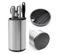 PWGHWG Blocs à Couteaux Vides Universel, Blocs Porte Couteau en Acier Inoxydable, Support à Couteaux De Cuisine, Rond Rangement Couteaux de Cuisine