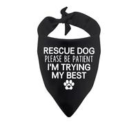 PWHAOO 1 bandana Resue Dog Please Be Patient I'm Trying My Best Dog Give Space Rescue Pet Bandana (Trying My Best Noir)