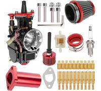 PWK28 30MM Carburetor Kit - Upgrade for Predator 196cc 212cc, Coleman Powersports CT200 BT200 MB200, KT196 Twister, 80T Go Kart (BLACK)(RED)
