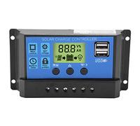 PWM 12V 24V Régulateur de à Double Panneau Solaire USB, 10/20 / 30A Contrôleur de Solaire Écran LCD (YJSS-20A)