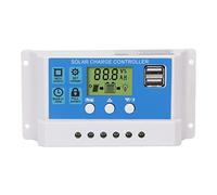 PWM Contrôleur de charge solaire Panneau Intelligent Regulator Affichage réglable Affichage 2 Port USB 12V 24V blanc Applicable Home Commercial (30A)