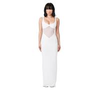PWMENLK Robe longue sexy pour femme - Coupe basse transparente - Coupe ajustée - Avec bretelles, blanc, Taille M